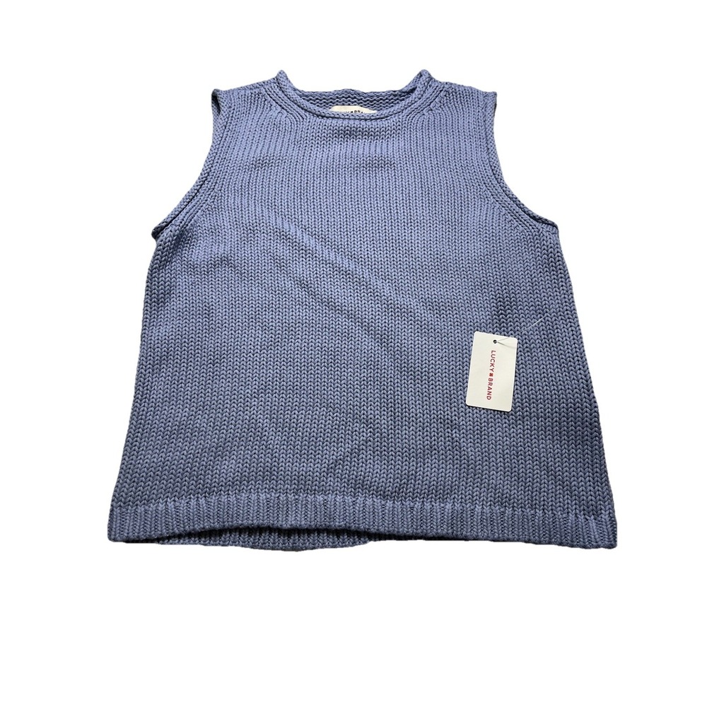 Lucky‎ Brand Sweater Tank Top Womens Small Blue Sleeveless Pullover NWT Boho